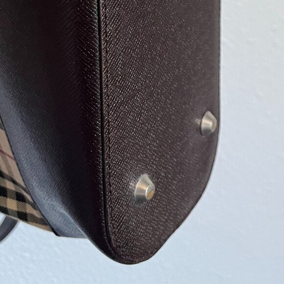 Burberry House Check and Brown Leather Shoulder Bag - Picture 9 of 16